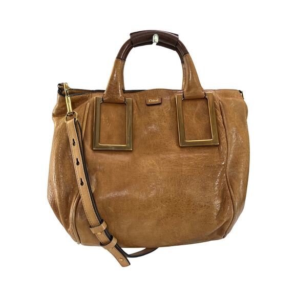 Chloé Ethel Medium Tote in Cognac Leather Gold Hardware Crossbody Strap Hungary - Picture 1 of 13